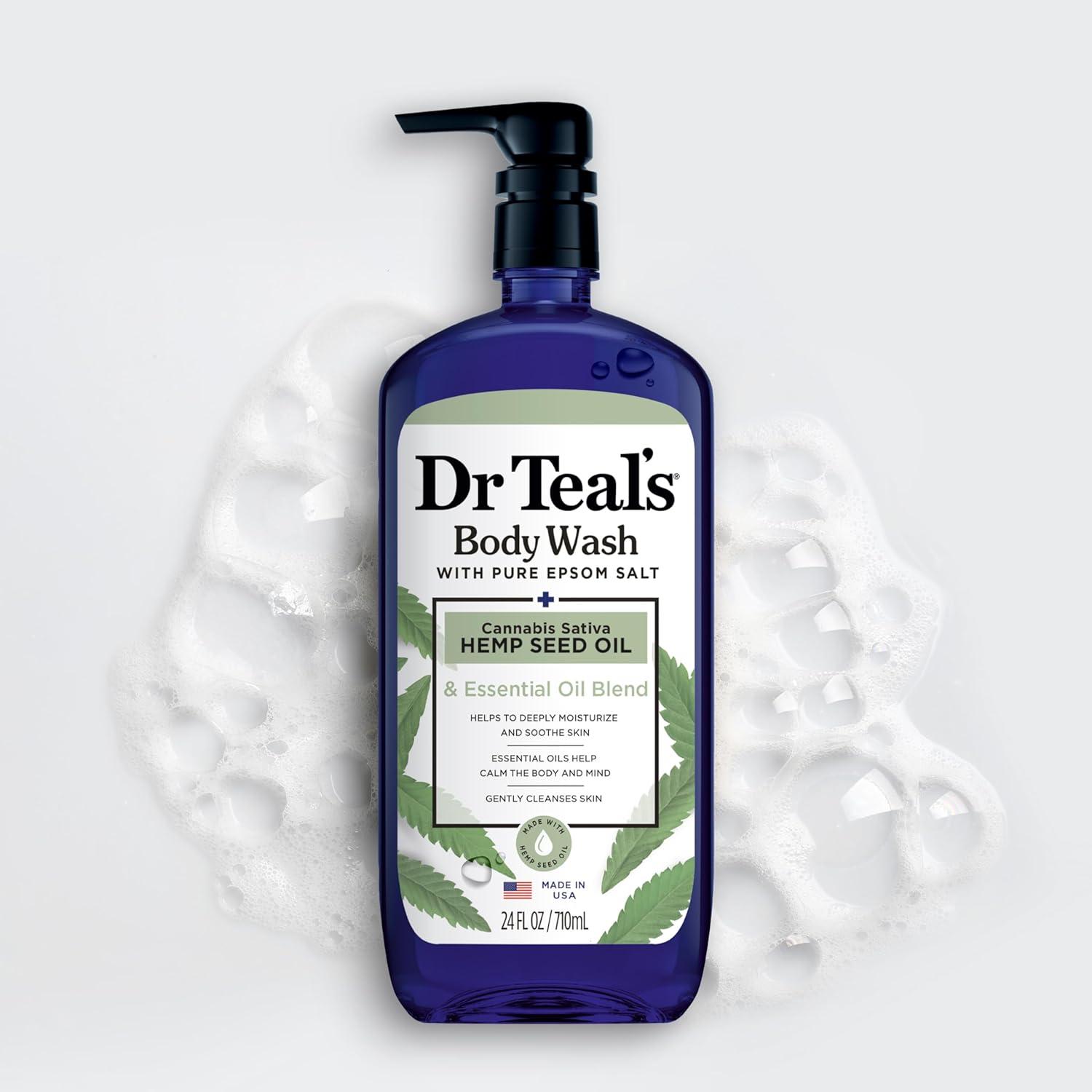 imageDr Teals Body Wash with Pure Epsom Salt Cannabis Sativa Hemp Seed Oil 24 fl oz Pack of 4