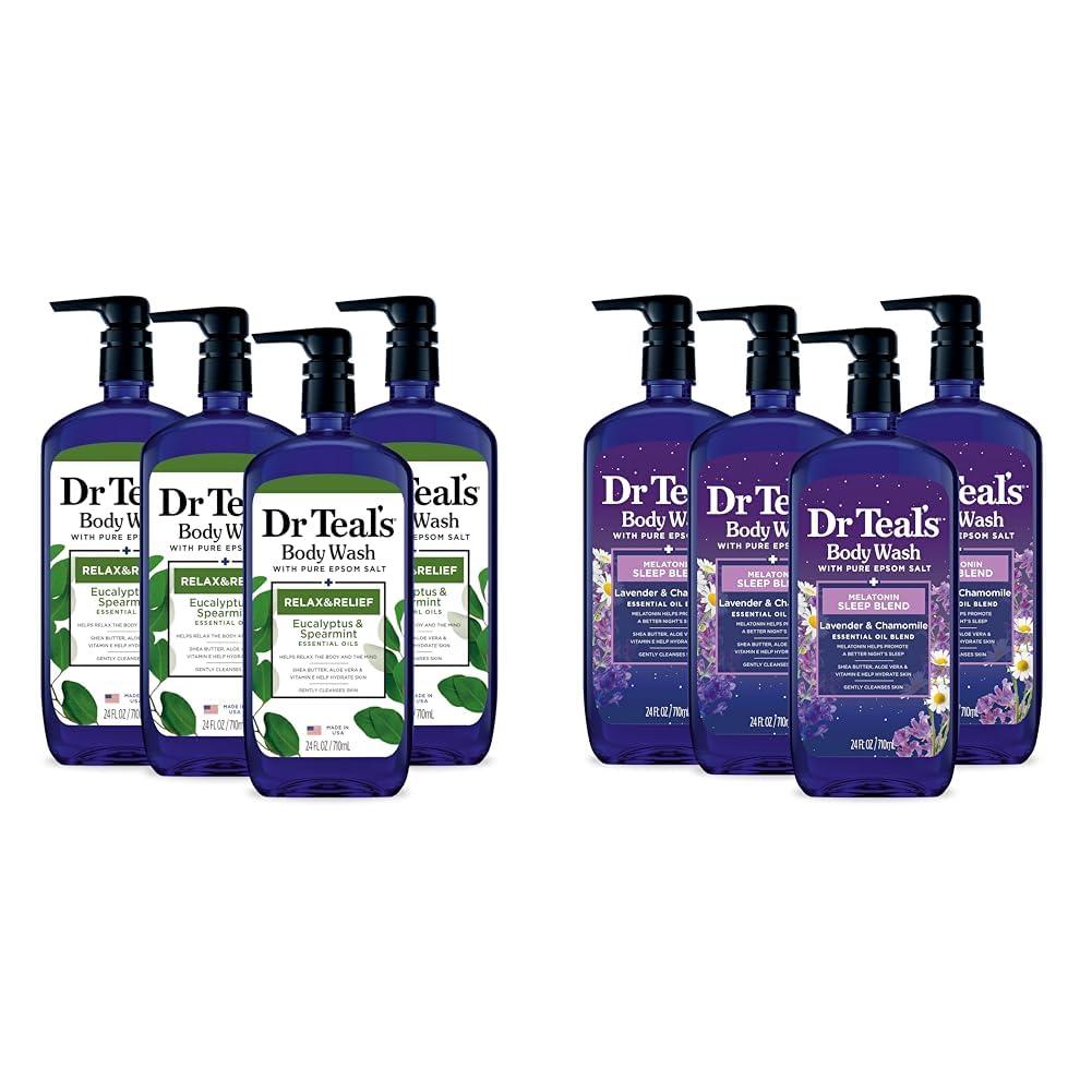 imageDr Teals Body Wash with Pure Epsom Salt Relax ampamp Relief with Eucalyptus ampamp Spearmint 24 fl oz Pack of 4Eucalyptus Spearmint