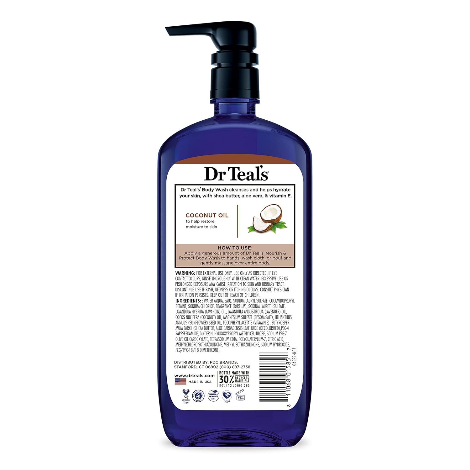imageDr Teals Body Wash with Pure Epsom Salt with Coconut Oil 24 fl oz Pack of 4
