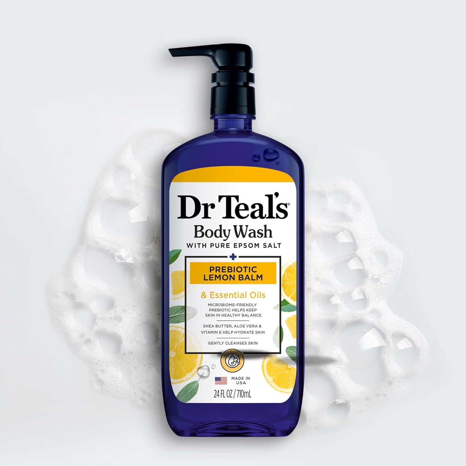 imageDr Teals Body Wash with Pure Epsom Salt with Prebiotic Lemon Balm ampamp Sage 24 fl oz Pack of 4Body Wash