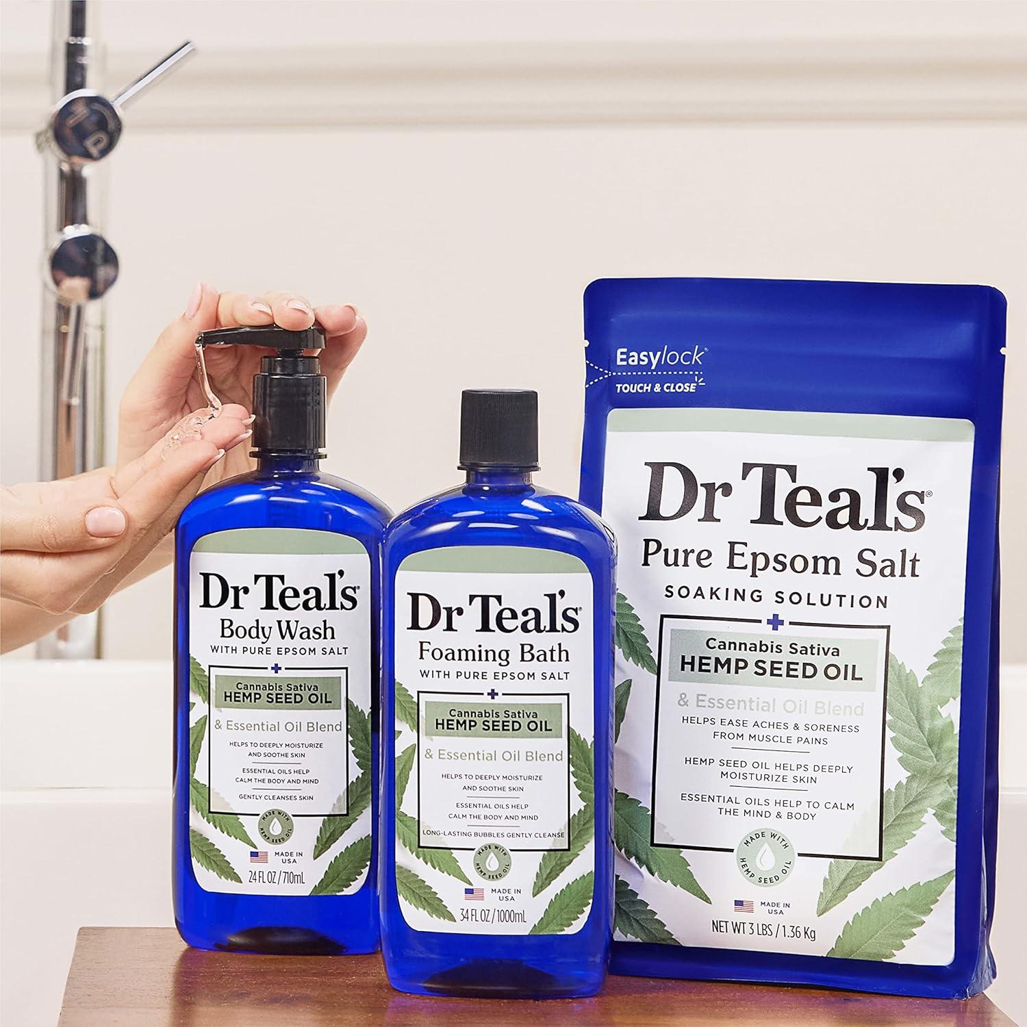 imageDr Teals Foaming Bath with Pure Epsom Salt Cannabis Sativa Hemp Seed Oil 34 fl oz Pack of 4