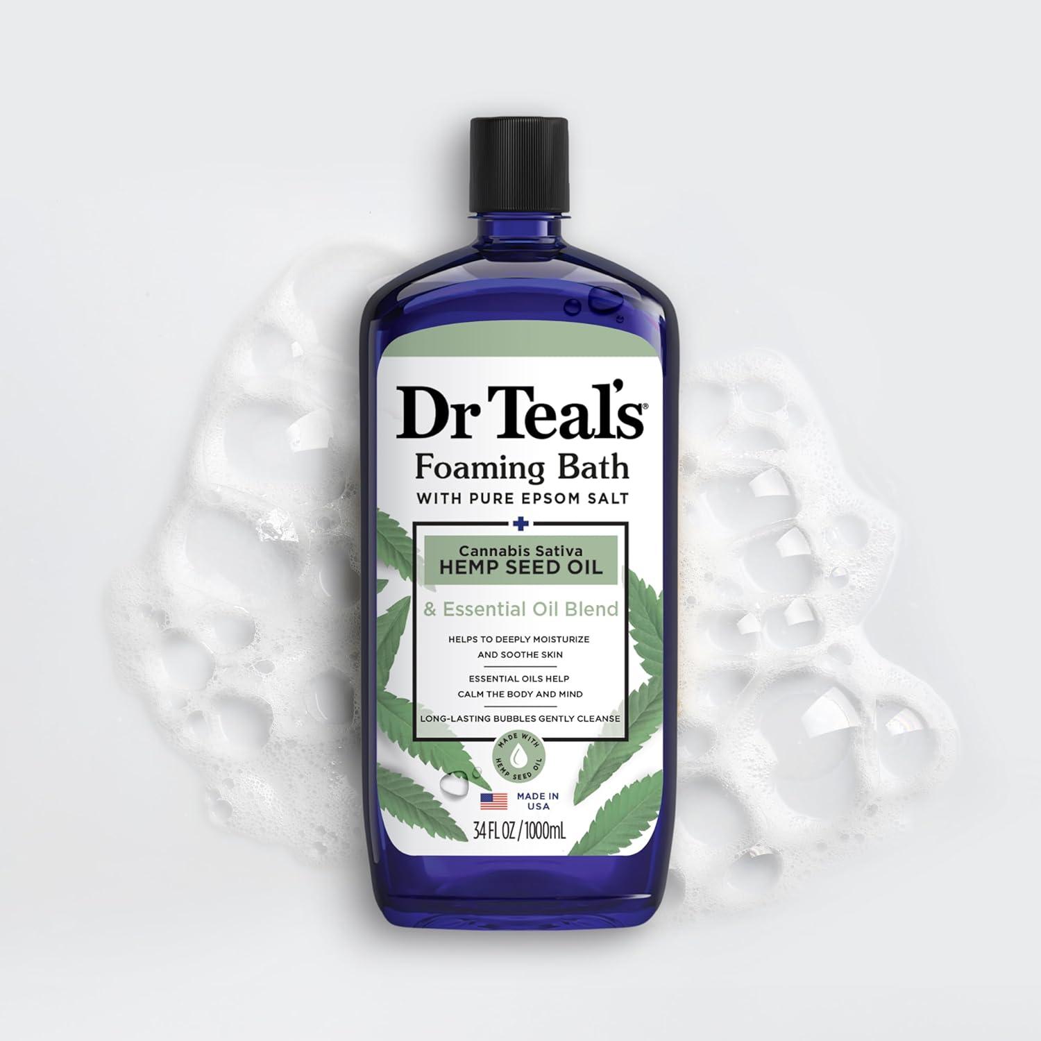 imageDr Teals Foaming Bath with Pure Epsom Salt Cannabis Sativa Hemp Seed Oil 34 fl oz Pack of 4