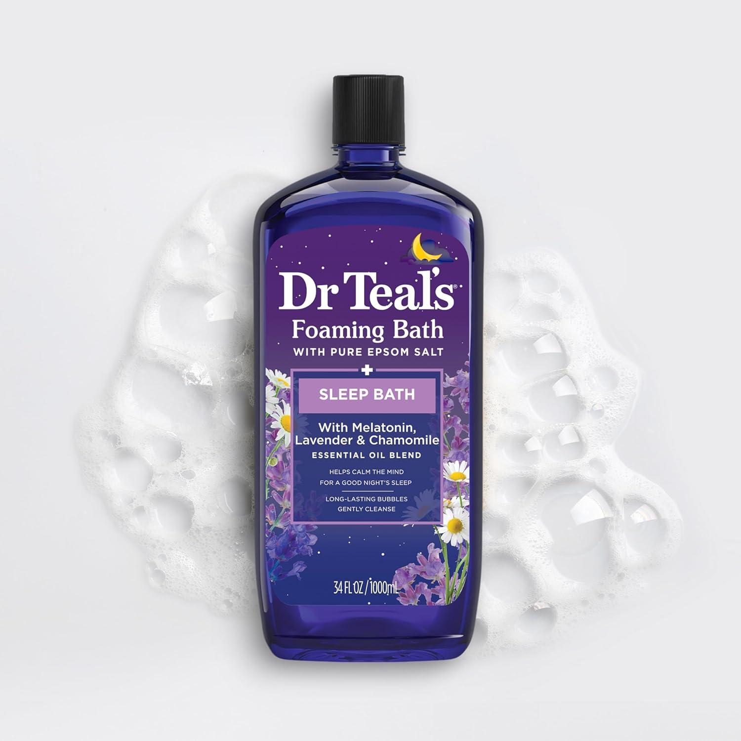 imageDr Teals Foaming Bath with Pure Epsom Salt Melatonin Sleep Soak with Essential Oil Blend 34 fl oz Pack of 4