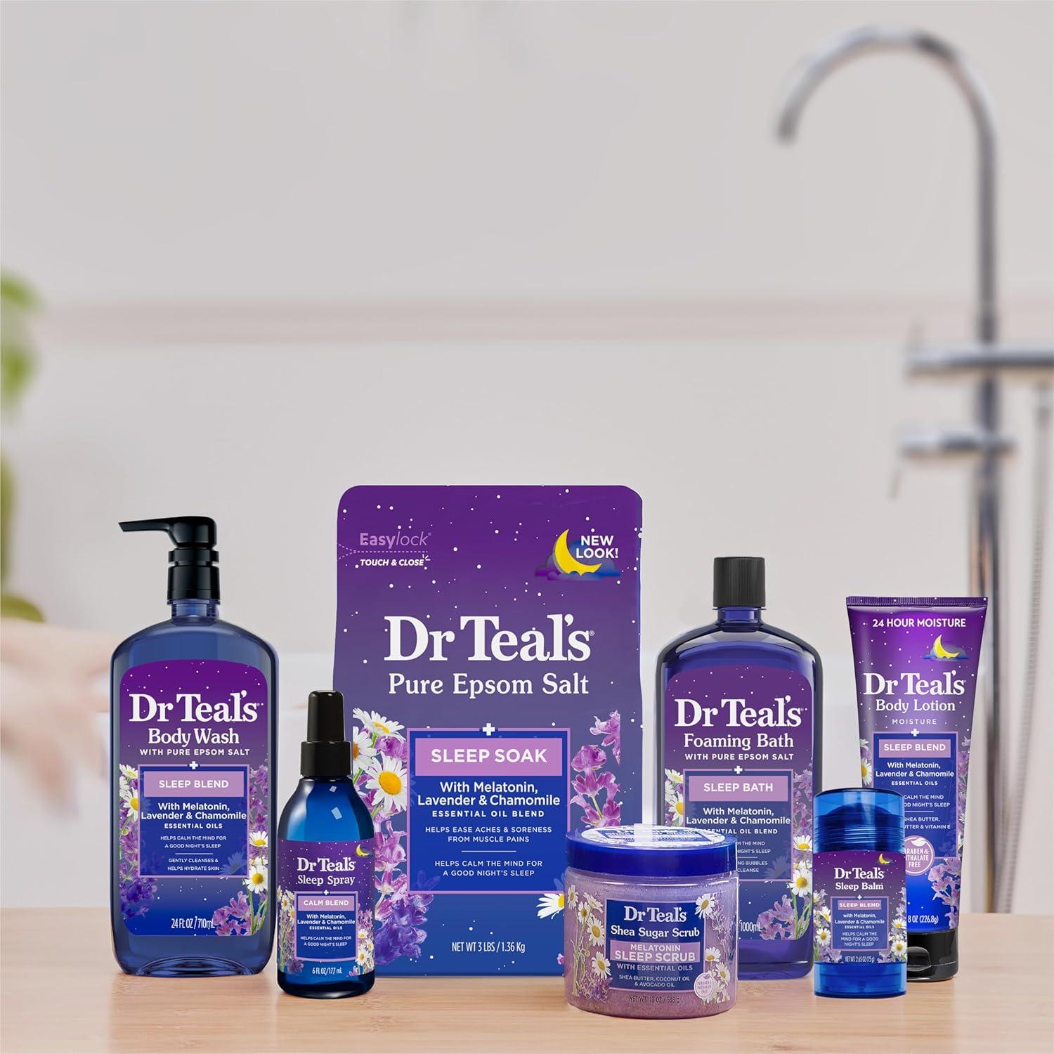 imageDr Teals Foaming Bath with Pure Epsom Salt Melatonin Sleep Soak with Essential Oil Blend 34 fl oz Pack of 4