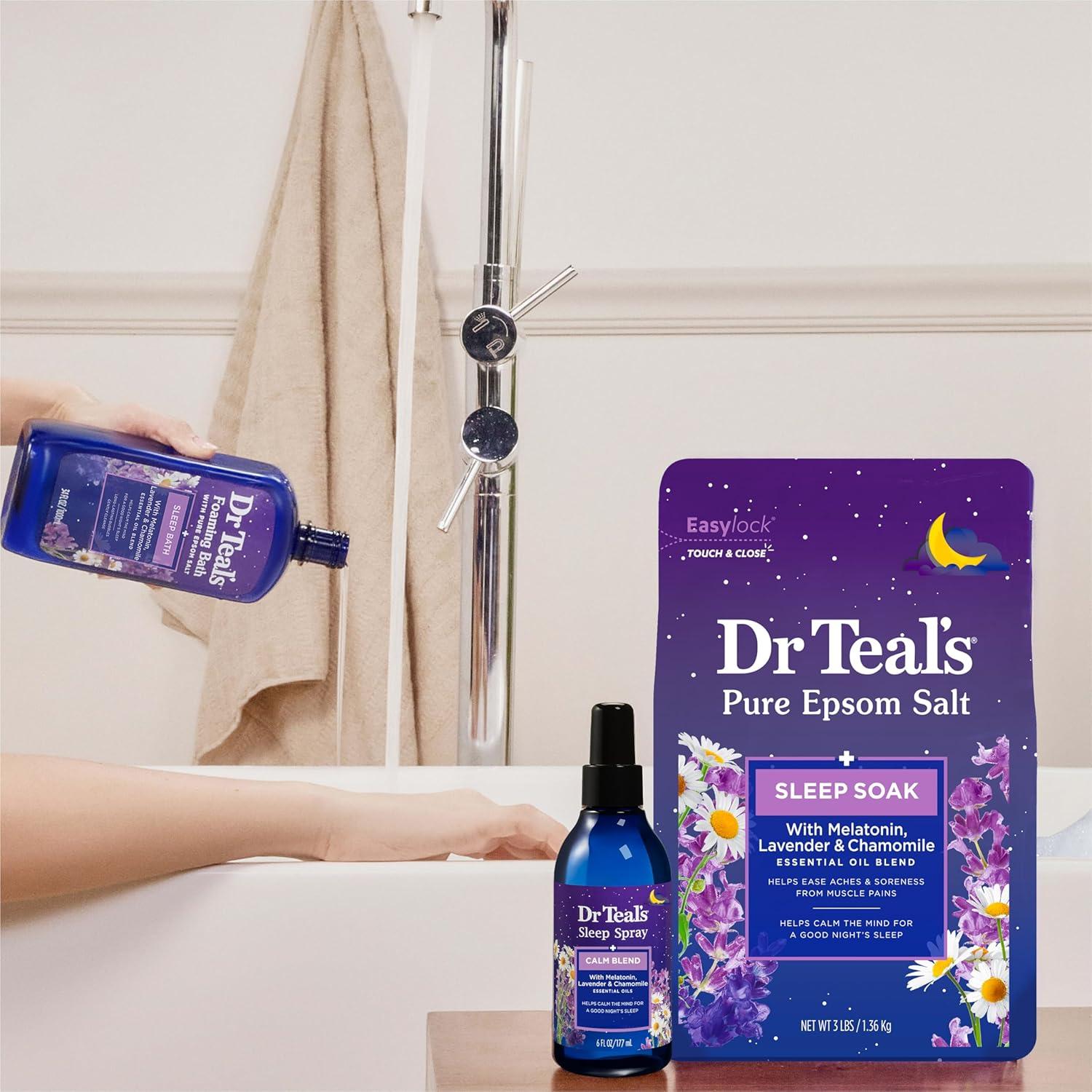 imageDr Teals Foaming Bath with Pure Epsom Salt Melatonin Sleep Soak with Essential Oil Blend 34 fl oz Pack of 4