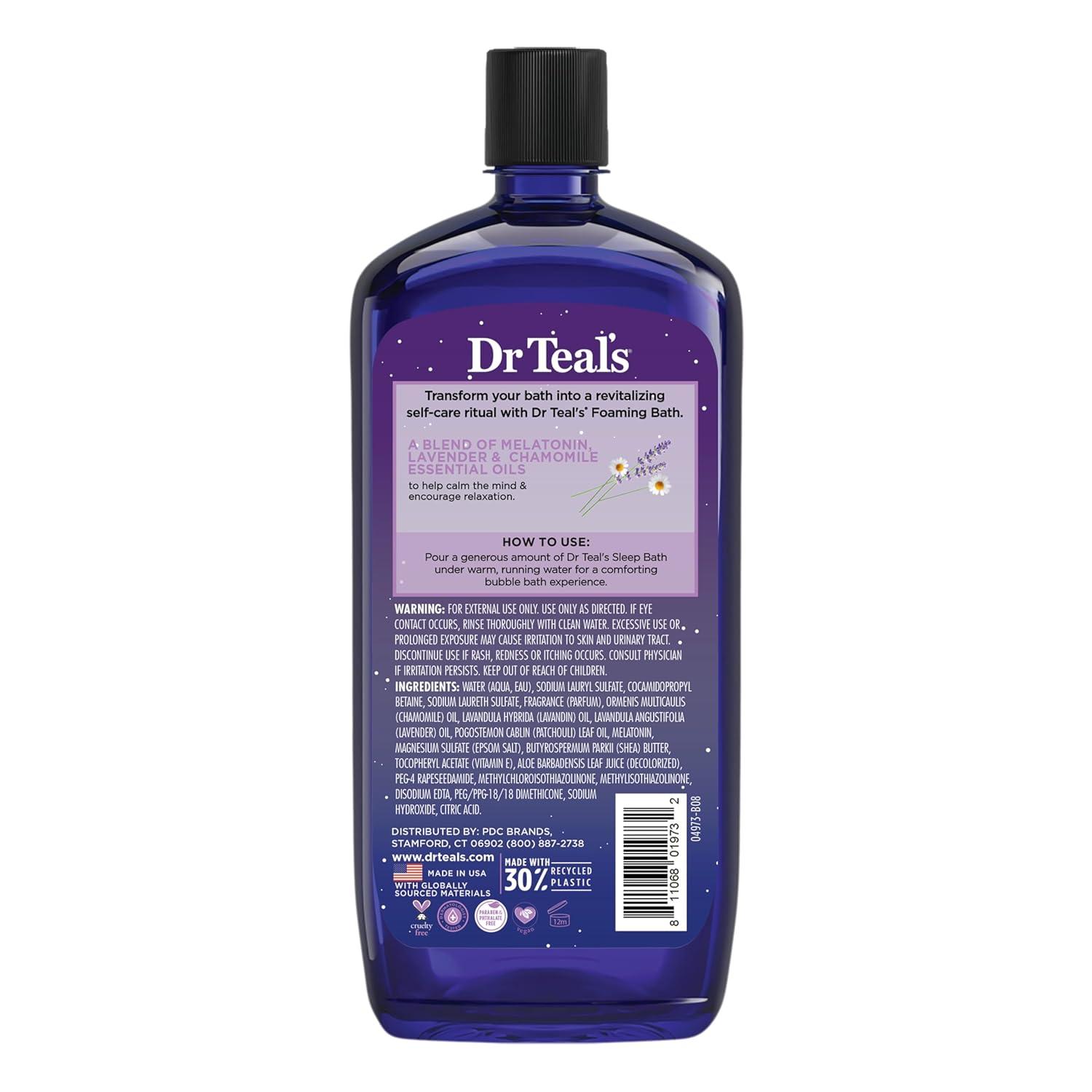imageDr Teals Foaming Bath with Pure Epsom Salt Melatonin Sleep Soak with Essential Oil Blend 34 fl oz Pack of 4