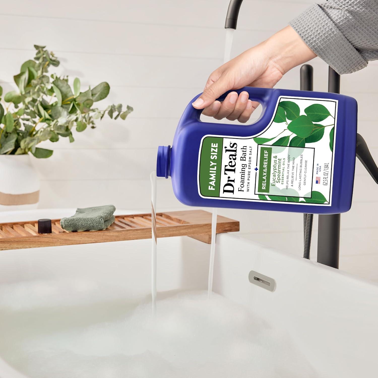 imageDr Teals Foaming Bath with Pure Epsom Salt Relax ampamp Relief with Eucalyptus ampamp Spearmint 625 fl ozEucalyptus Spearmint
