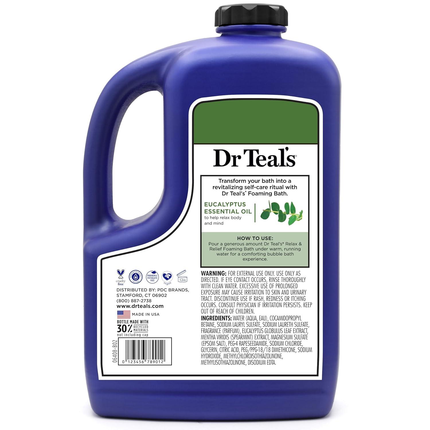 imageDr Teals Foaming Bath with Pure Epsom Salt Relax ampamp Relief with Eucalyptus ampamp Spearmint 625 fl ozEucalyptus Spearmint
