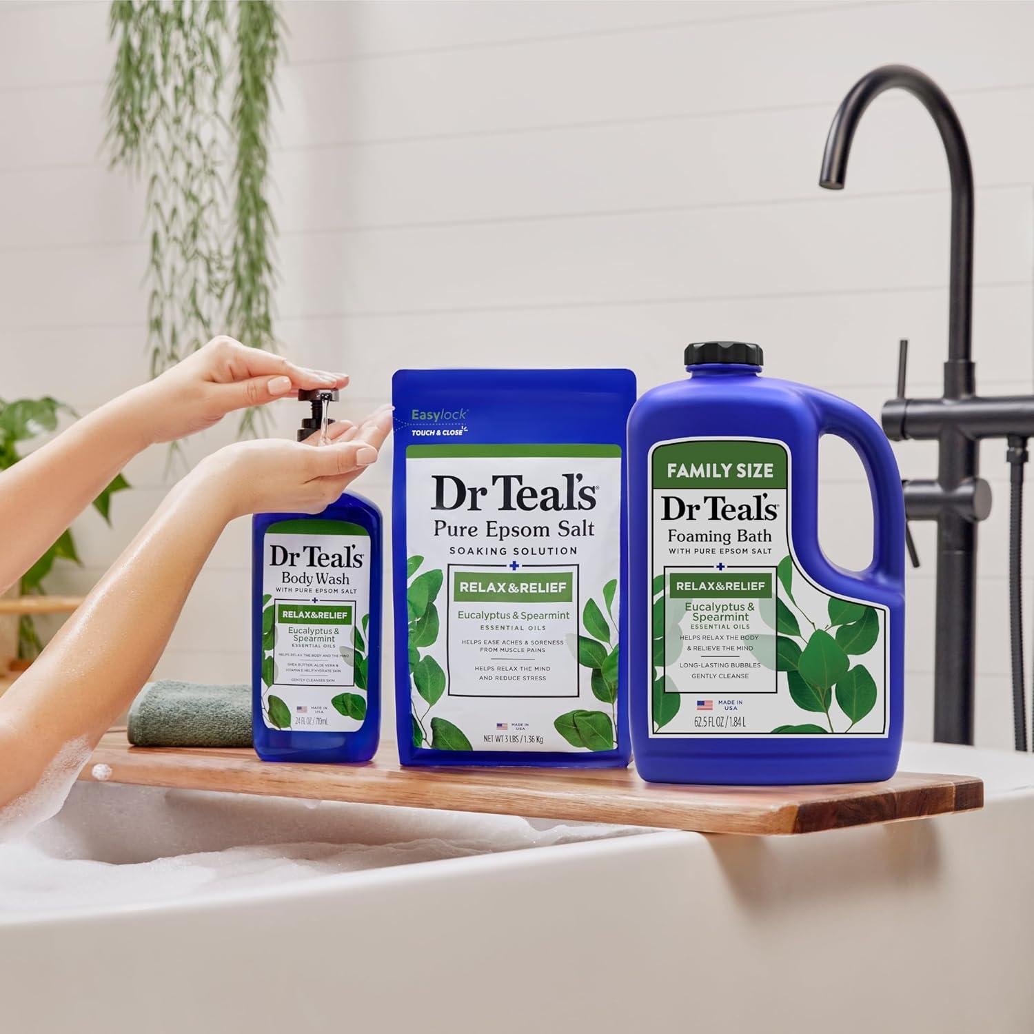 imageDr Teals Foaming Bath with Pure Epsom Salt Relax ampamp Relief with Eucalyptus ampamp Spearmint 625 fl ozEucalyptus Spearmint