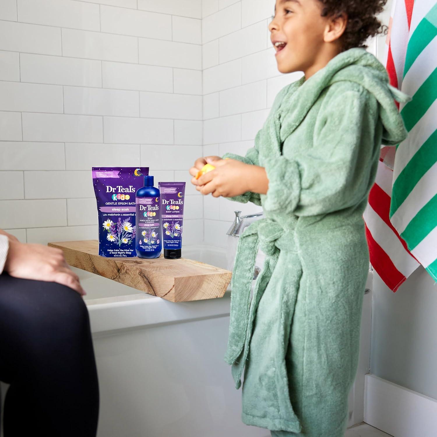 imageDr Teals Kids Gentle Epsom Salt Sleep Soak with Melatonin ampamp Essential Oil Blend 2 lbs Pack of 3