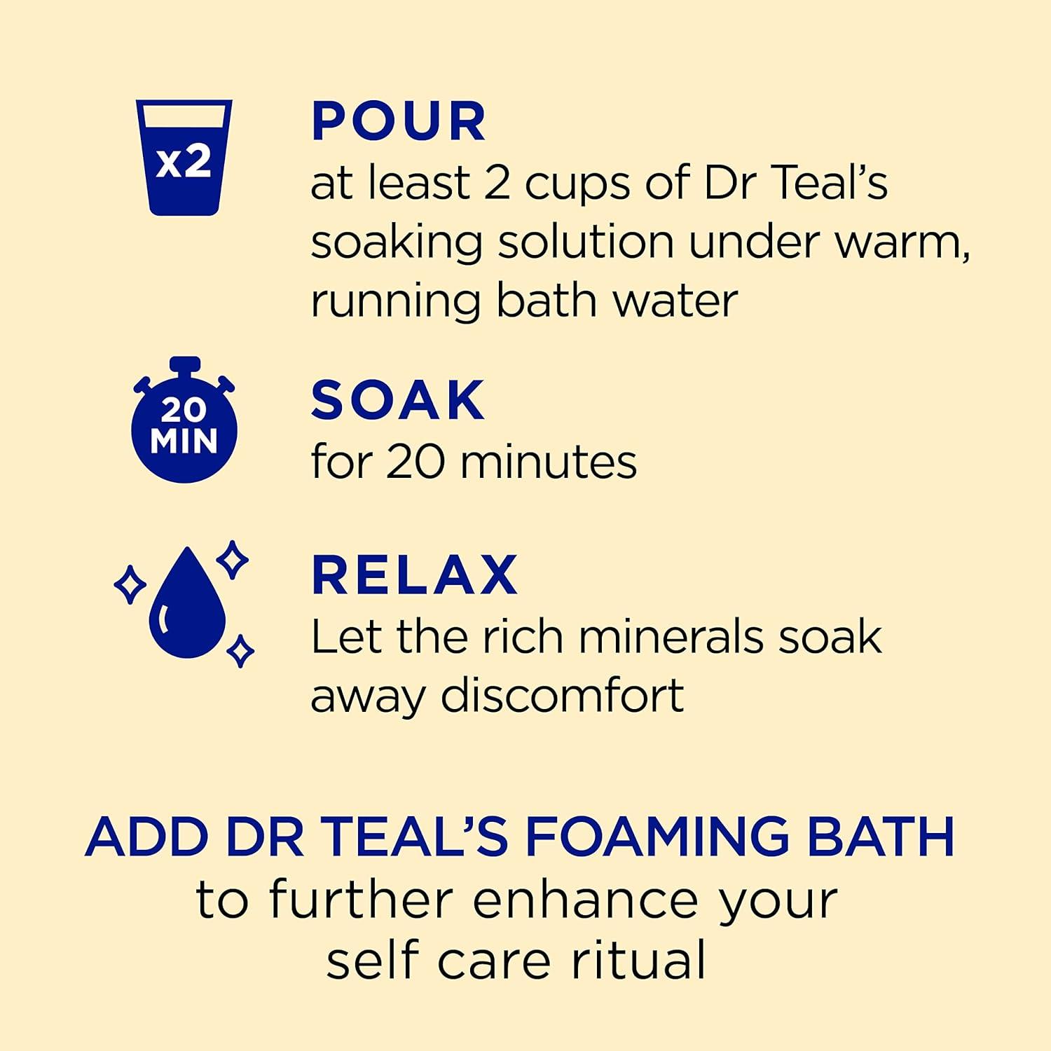 imageDr Teals Pure Epsom Magnesium Salt Soak Prebiotic Lemon Balm ampamp Essential Oil 3 lbs Pack of 4Lemon Balm