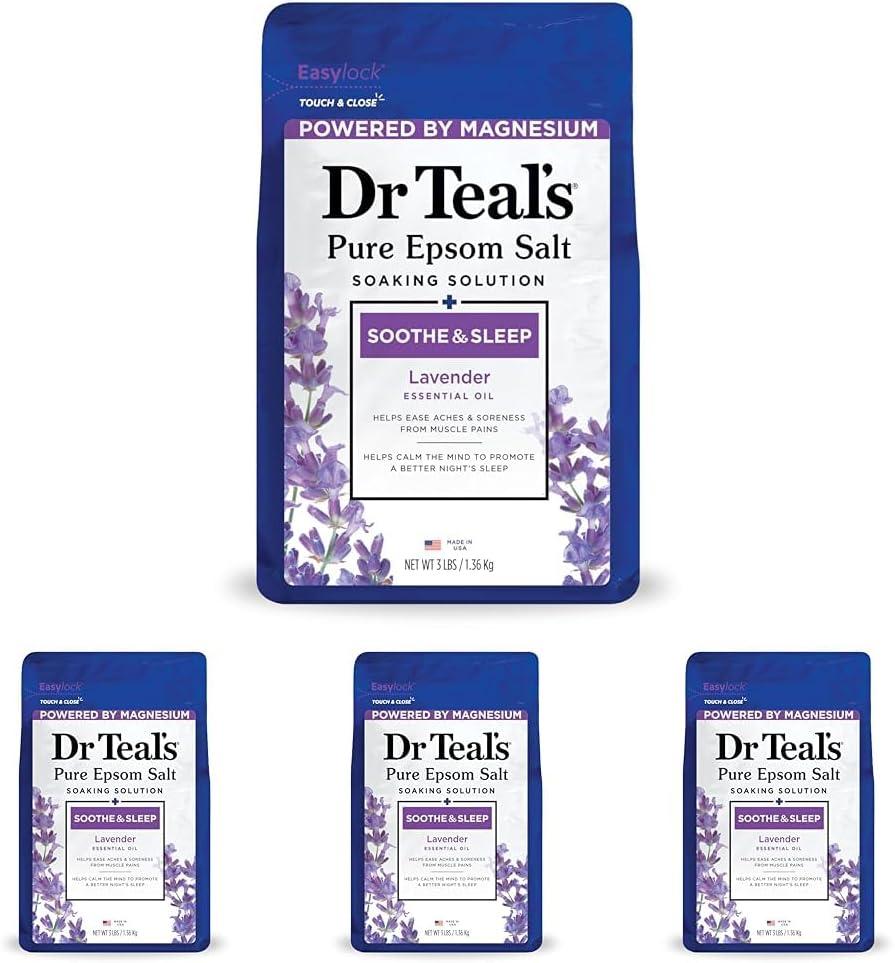 imageDr Teals Pure Epsom Salt Lavender ampamp Eucalyptus Duo Bundle 3 lbs Pack of 2Lavender
