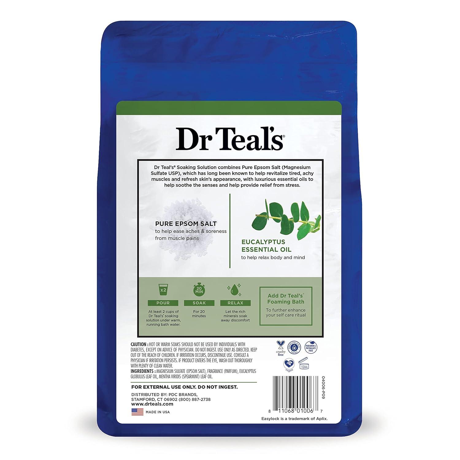 imageDr Teals Pure Epsom Salt Relax ampamp Relief with Eucalyptus and Spearmint 3 lb Pack of 4