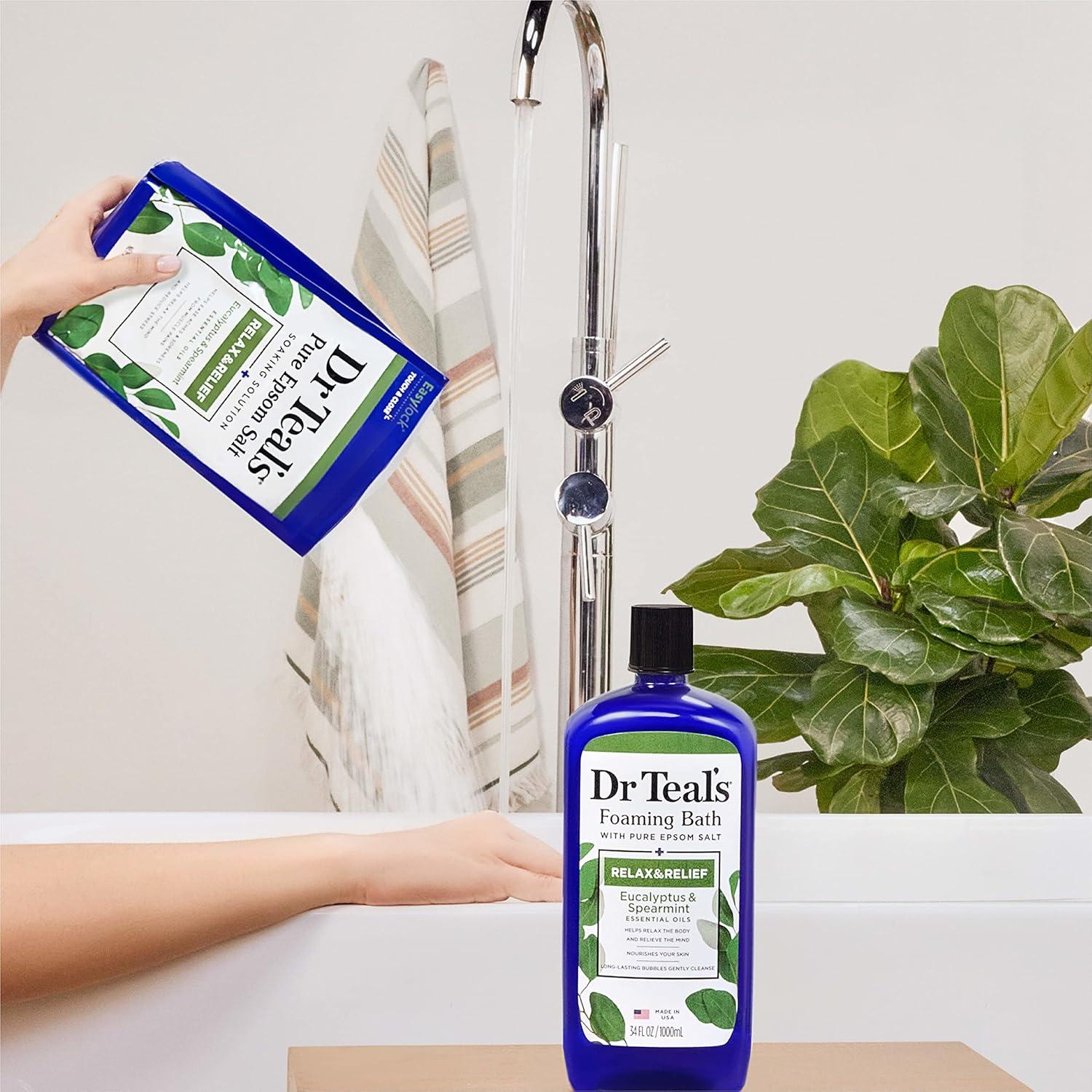 imageDr Teals Pure Epsom Salt Relax ampamp Relief with Eucalyptus and Spearmint 3 lb Pack of 4