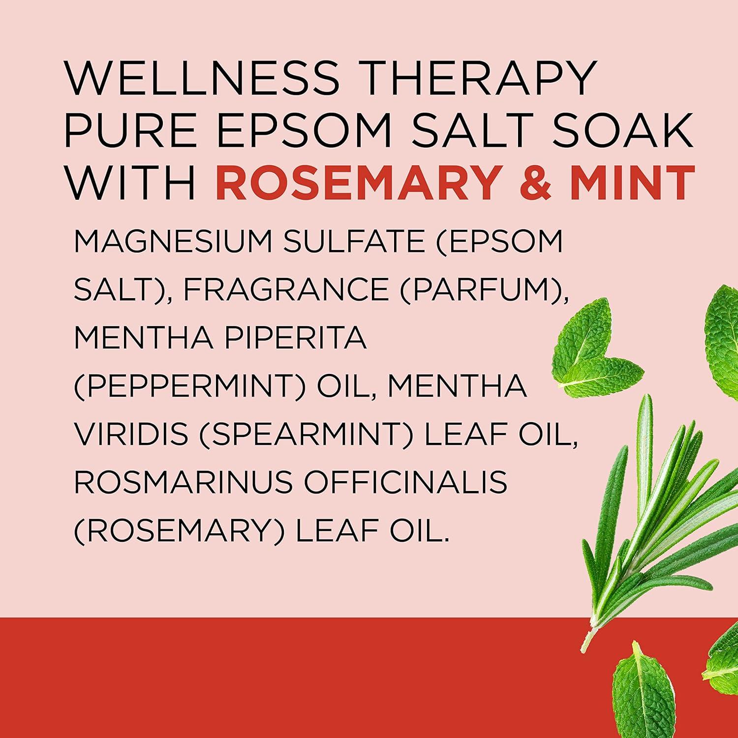 imageDr Teals Pure Epsom Salt Soak Wellness Therapy with Rosemary ampamp Mint 3 lbs Pack of 4Soak