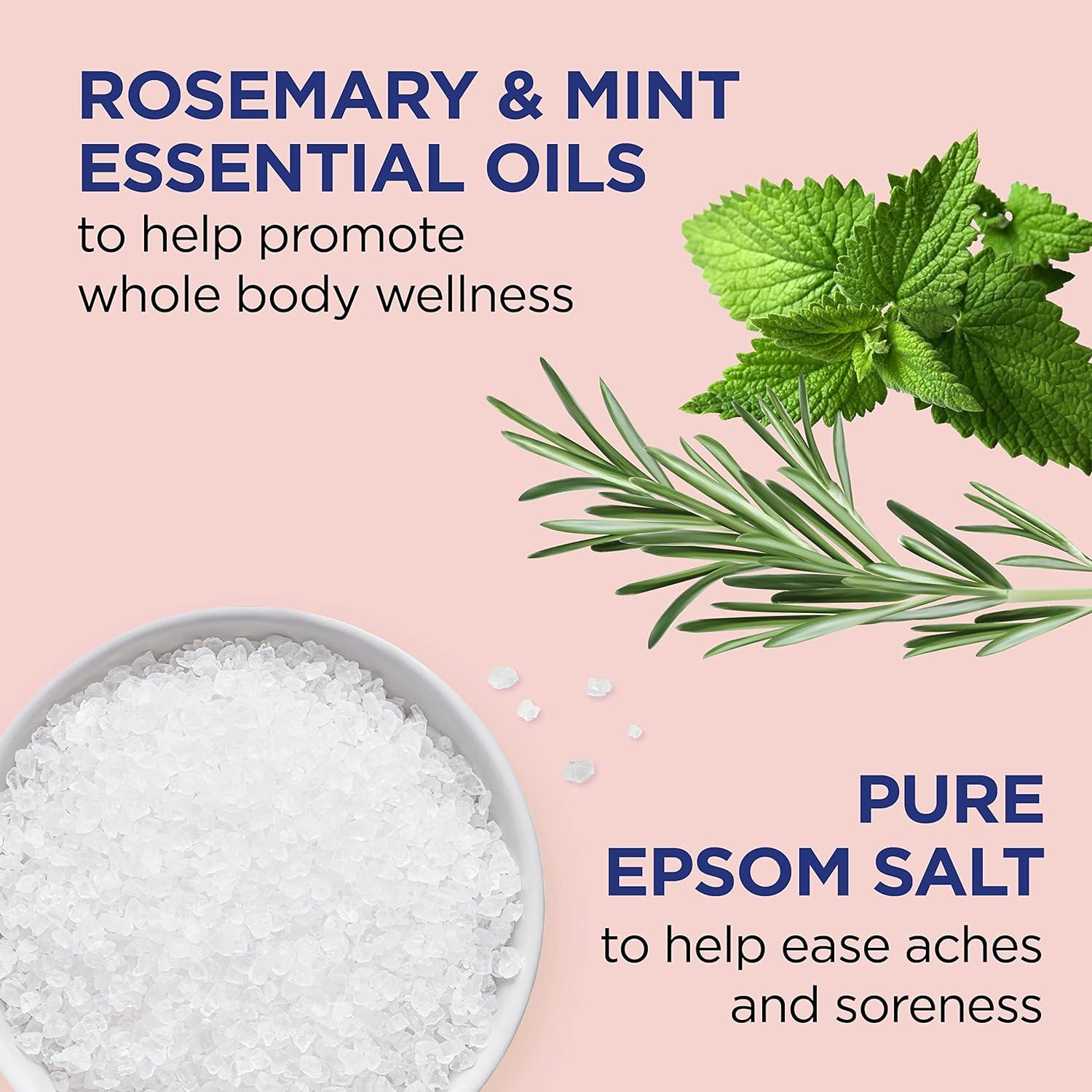 imageDr Teals Pure Epsom Salt Soak Wellness Therapy with Rosemary ampamp Mint 3 lbs Pack of 4Soak