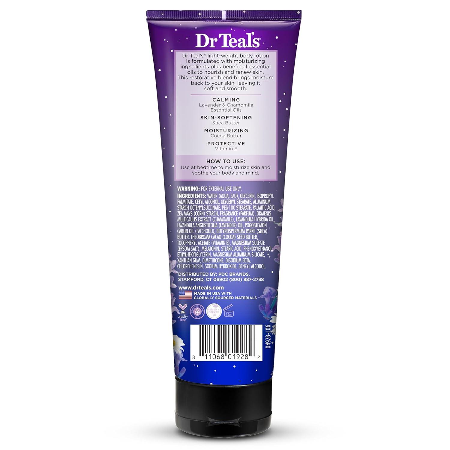 imageDr Teals Sleep Body Lotion 24Hour Moisture with Melatonin Lavender ampamp Chamomile Essential Oils 8 fl oz Pack of 3