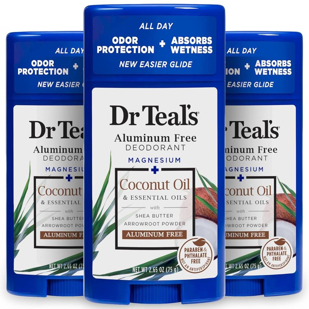 imageDr Teals Aluminum Free Deodorant Coconut Oil with Essential Oils 265 oz Pack of 3Coconut Oil