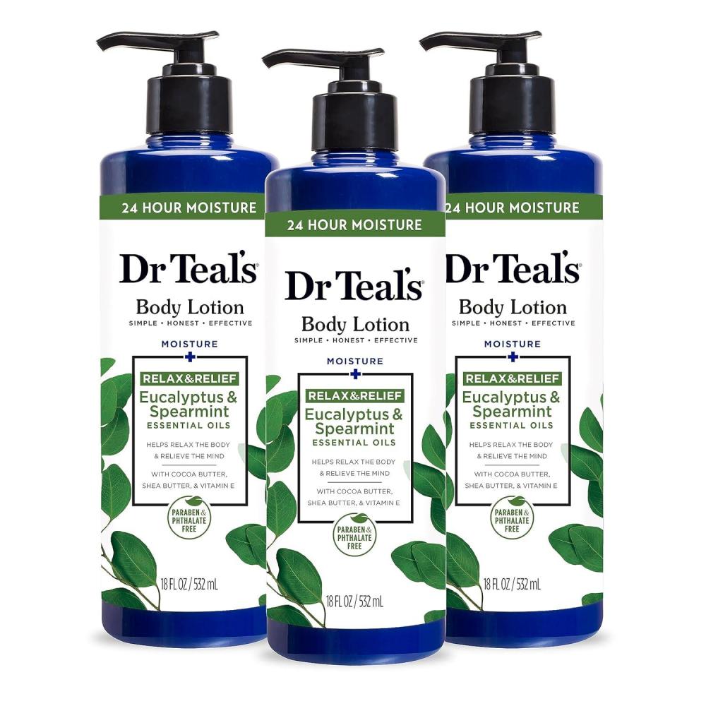 imageDr Teals Body Lotion Cannabis Sativa Hemp Seed Oil ampamp Essential Oils 18 fl oz Pack of 3Eucalyptus  Spearmint