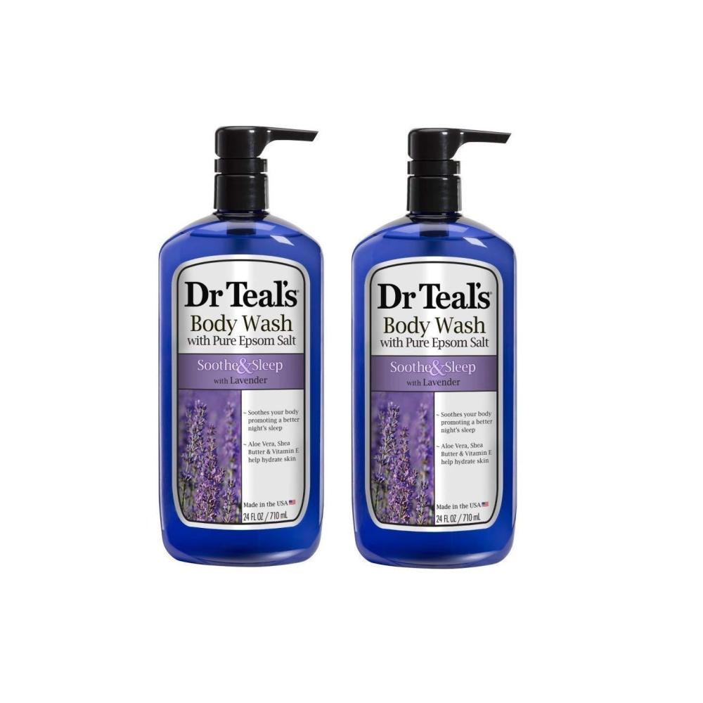 imageDr Teals Body Wash with Pure Epsom Salt Soothe ampamp Sleep with Lavender 24 fl oz Pack of 4Lavender