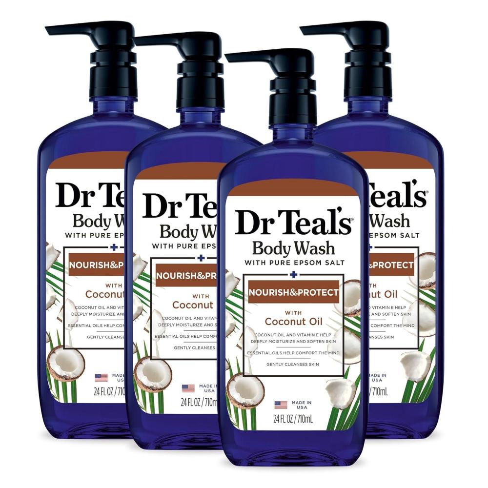 imageDr Teals Body Wash with Pure Epsom Salt with Coconut Oil 24 fl oz Pack of 4