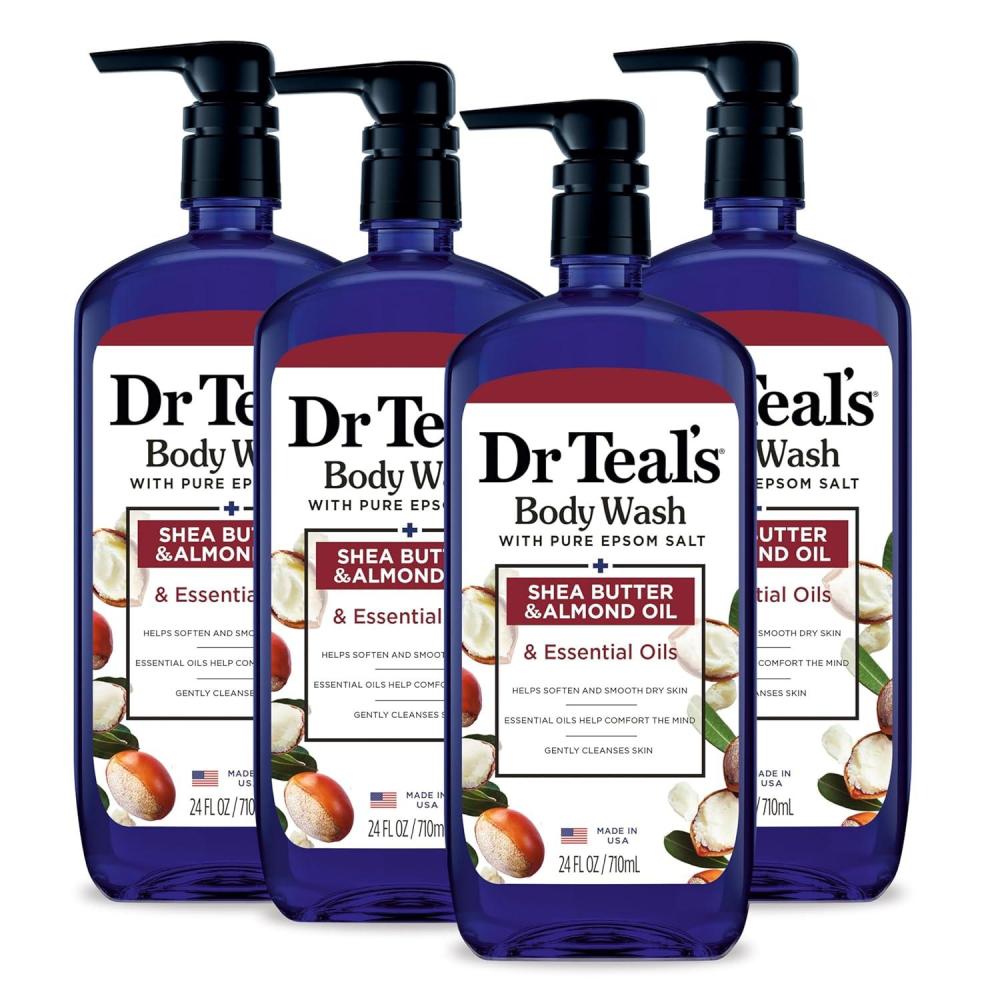 imageDr Teals Body Wash with Pure Epsom Salt with Shea Butter ampamp Almond Oil 24 fl oz Pack of 4