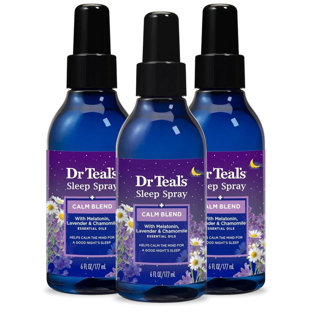 imageDr Teals Calm Blend Spray with Melatonin Lavender ampamp Chamomile Essential Oils 6 fl oz Pack of 3Spray