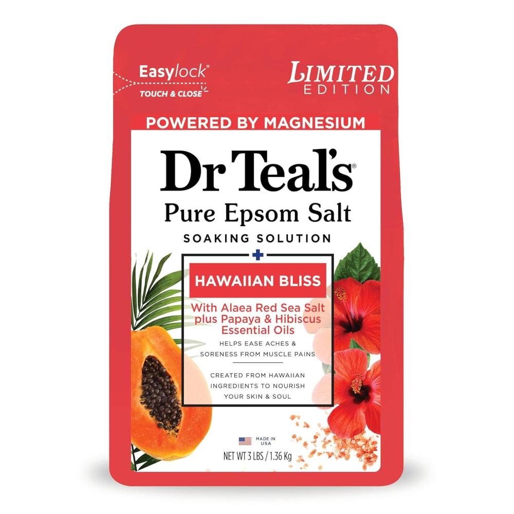 imageDr Teals Epsom Salt Magnesium Soak Limited Edition Fresh Spring Rain 3lbsHawaiian Bliss