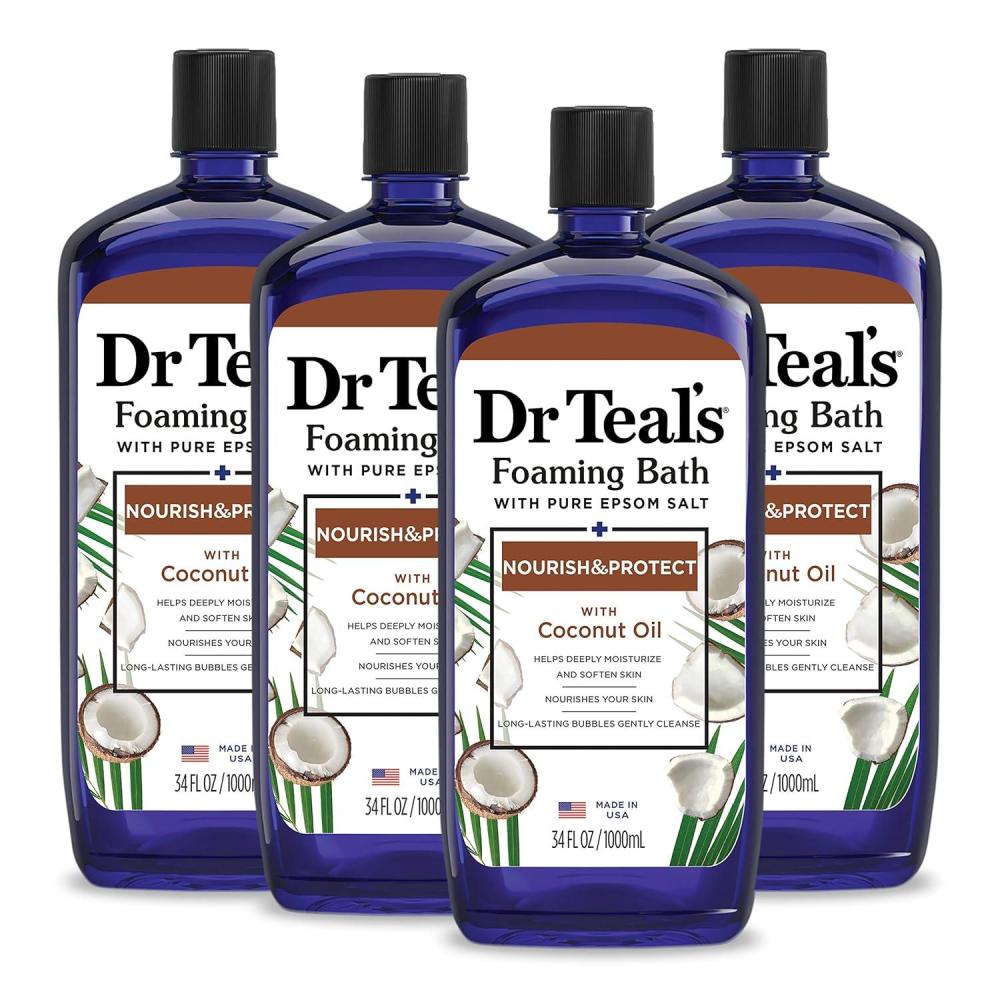 imageDr Teals Foaming Bath with Pure Epsom Salt Nourish ampamp Protect with Coconut Oil 34 fl oz Pack of 4