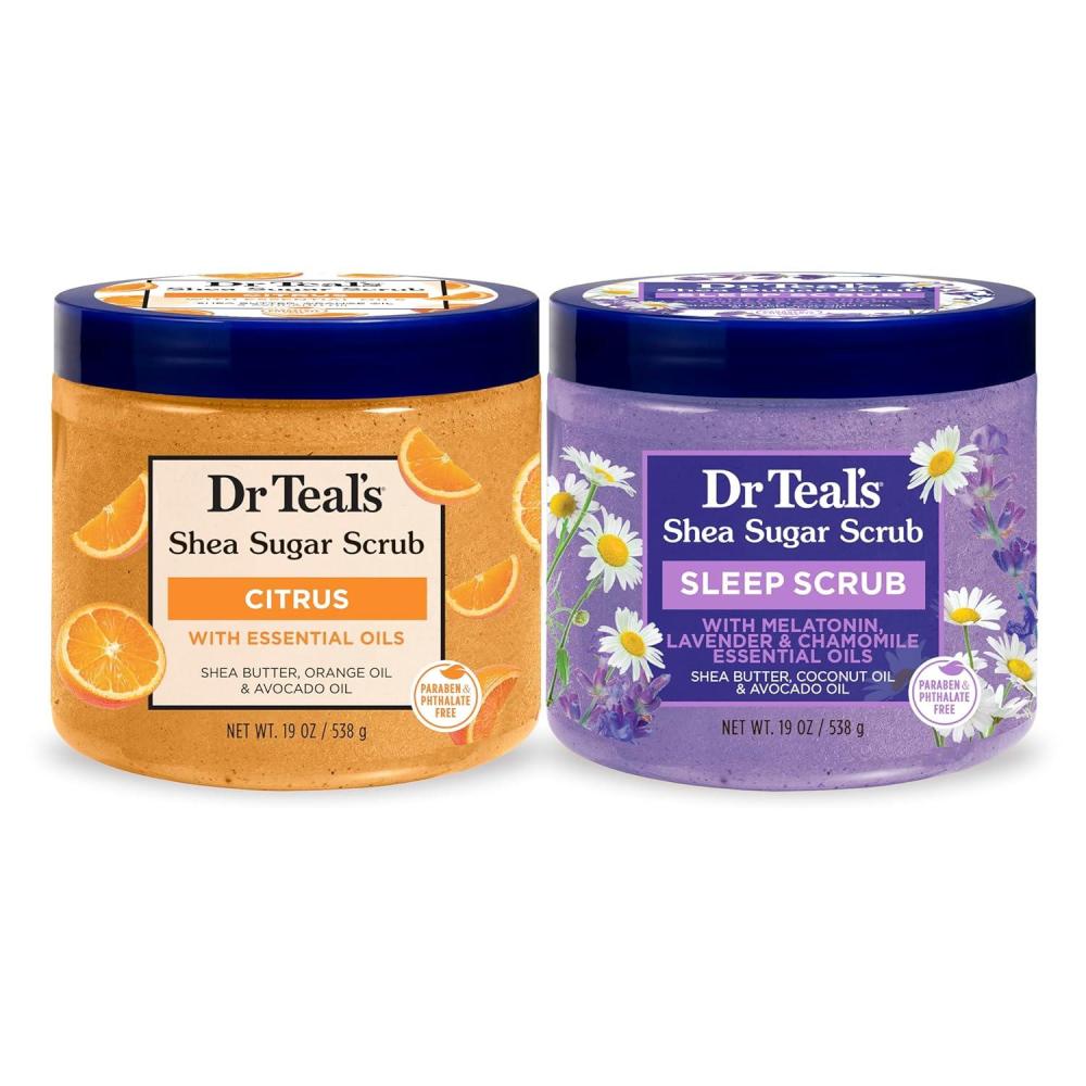 imageDr Teals Shea Sugar Scrub Eucalyptus ampamp Spearmint Essential Oils 19 oz Pack of 3Citrus Melatonin