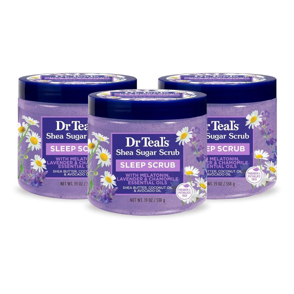 imageDr Teals Shea Sugar Scrub Eucalyptus ampamp Spearmint Essential Oils 19 oz Pack of 3Melatonin with Essential Oils