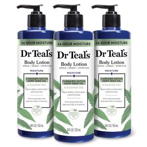 Dr Teal’s Body Lotion, Cannabis Sativa Hemp Seed Oil & Essential Oils, 18 fl oz (Pack of 3)(Cannabis Sativa Hemp Seed Oil & Essential Oils)