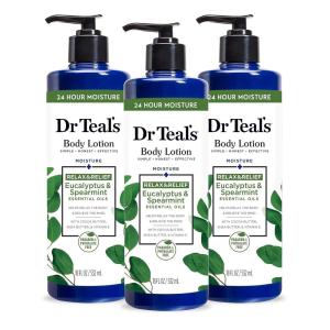 Dr Teal’s Body Lotion, Cannabis Sativa Hemp Seed Oil & Essential Oils, 18 fl oz (Pack of 3)(Eucalyptus & Spearmint)