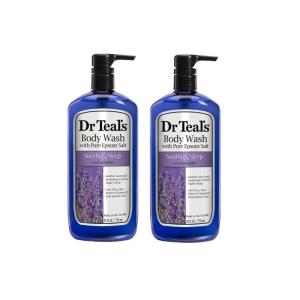 Dr Teal’s Body Wash with Pure Epsom Salt, Soothe & Sleep with Lavender, 24 fl oz (Pack of 4)(Lavender)