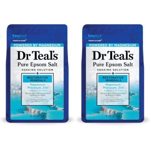 Dr Teal’s Epsom Salt Magnesium Soak, Restorative Minerals with Magnesium, Potassium, Zinc & Essential Oils, 3 lbs (Pack of 4)(48 Ounce (Pack of 2))