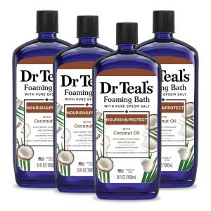 Dr Teal’s Foaming Bath with Pure Epsom Salt, Nourish & Protect with Coconut Oil, 34 fl oz (Pack of 4)