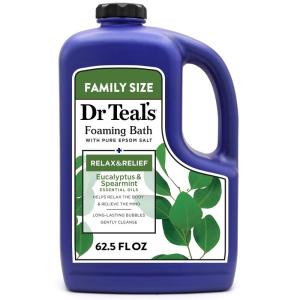 Dr Teal’s Foaming Bath with Pure Epsom Salt, Relax & Relief with Eucalyptus & Spearmint, 62.5 fl oz(Eucalyptus & Spearmint)