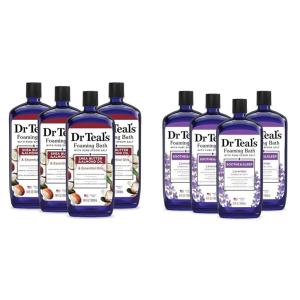 Dr Teal’s Foaming Bath with Pure Epsom Salt, Shea Butter & Almond, 34 fl oz (Pack of 4)(Bathwater Additive+ Foaming Bath)