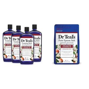 Dr Teal’s Foaming Bath with Pure Epsom Salt, Shea Butter & Almond, 34 fl oz (Pack of 4)(Bathwater Additive+Shea Butter&Almond)
