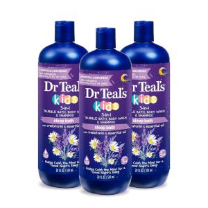 Dr Teal’s Kids 3-in-1 Bubble Bath, Body Wash & Shampoo, Boost & Renew Elderberry with Vitamin C, 20 fl oz. (Pack of 3)(Sleep Blend)