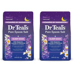Dr Teal’s Pure Epsom Magnesium Salt Soak, Sleep Blend with Melatonin, Lavender & Essential Oils, 3 lb (Pack of 4)(Chamomile)