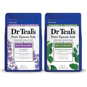 Dr Teal’s Pure Epsom Salt, Lavender & Eucalyptus Duo Bundle, 3 lbs (Pack of 2)(Lavender & Eucalyptus)