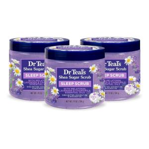 Dr Teal’s Shea Sugar Scrub, Eucalyptus & Spearmint Essential Oils, 19 oz (Pack of 3)(Melatonin with Essential Oils)