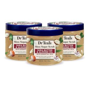 Dr Teal’s Shea Sugar Scrub, Eucalyptus & Spearmint Essential Oils, 19 oz (Pack of 3)(Shea Butter with Almond Oil & Essential Oils)