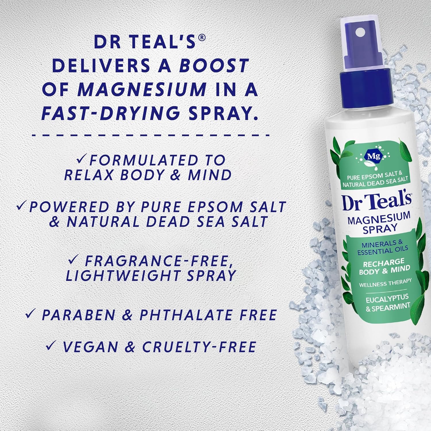 image:imageDr Teals Magnesium Eucalyptus Spray with Natural Dead Sea Salt 8 fl oz Pack of 2