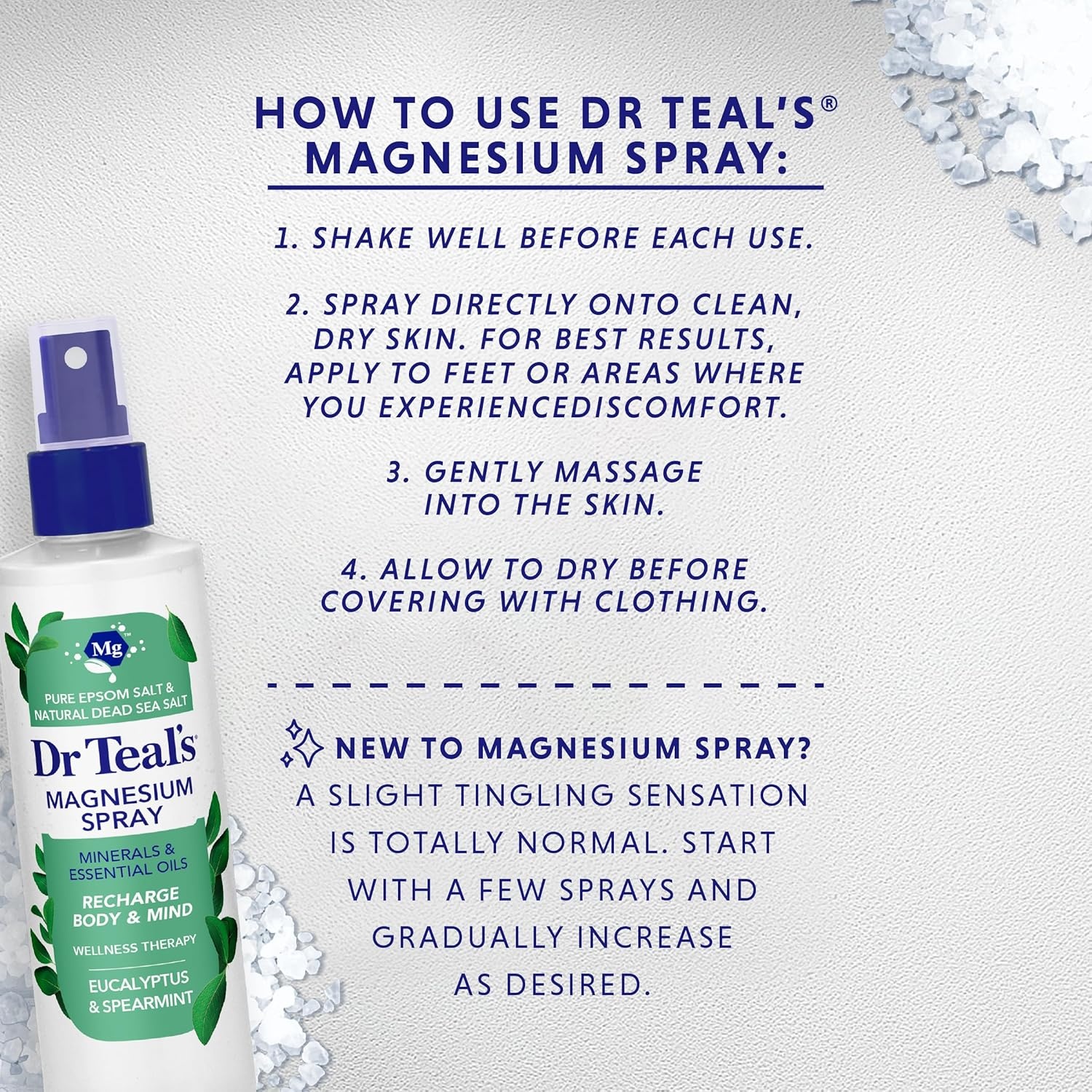 image:imageDr Teals Magnesium Eucalyptus Spray with Natural Dead Sea Salt 8 fl oz Pack of 2