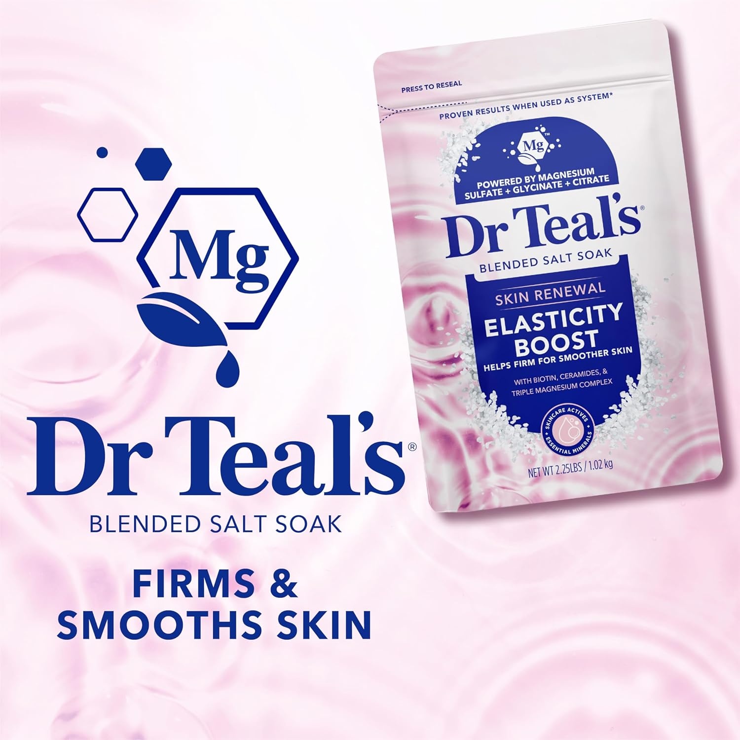 image:imageDr Teals Skin Renewal Elasticity Boost Blended Salt Soak 225 lb36 Ounce Pack of 2