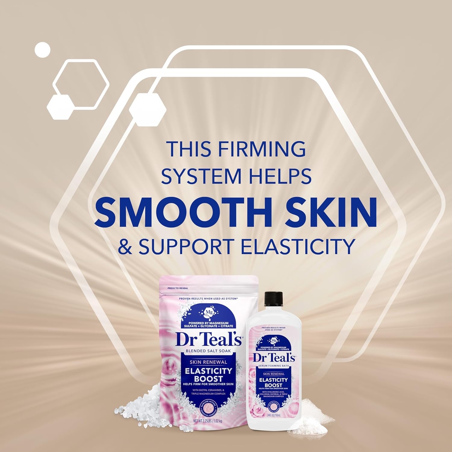 image:imageDr Teals Skin Renewal Elasticity Boost Blended Salt Soak 225 lb36 Ounce Pack of 2