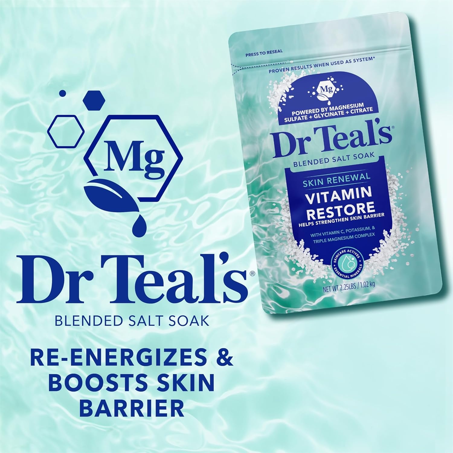 image:imageDr Teals Skin Renewal Vitamin Restore Blended Salt Soak 225 lb36 Ounce Pack of 2