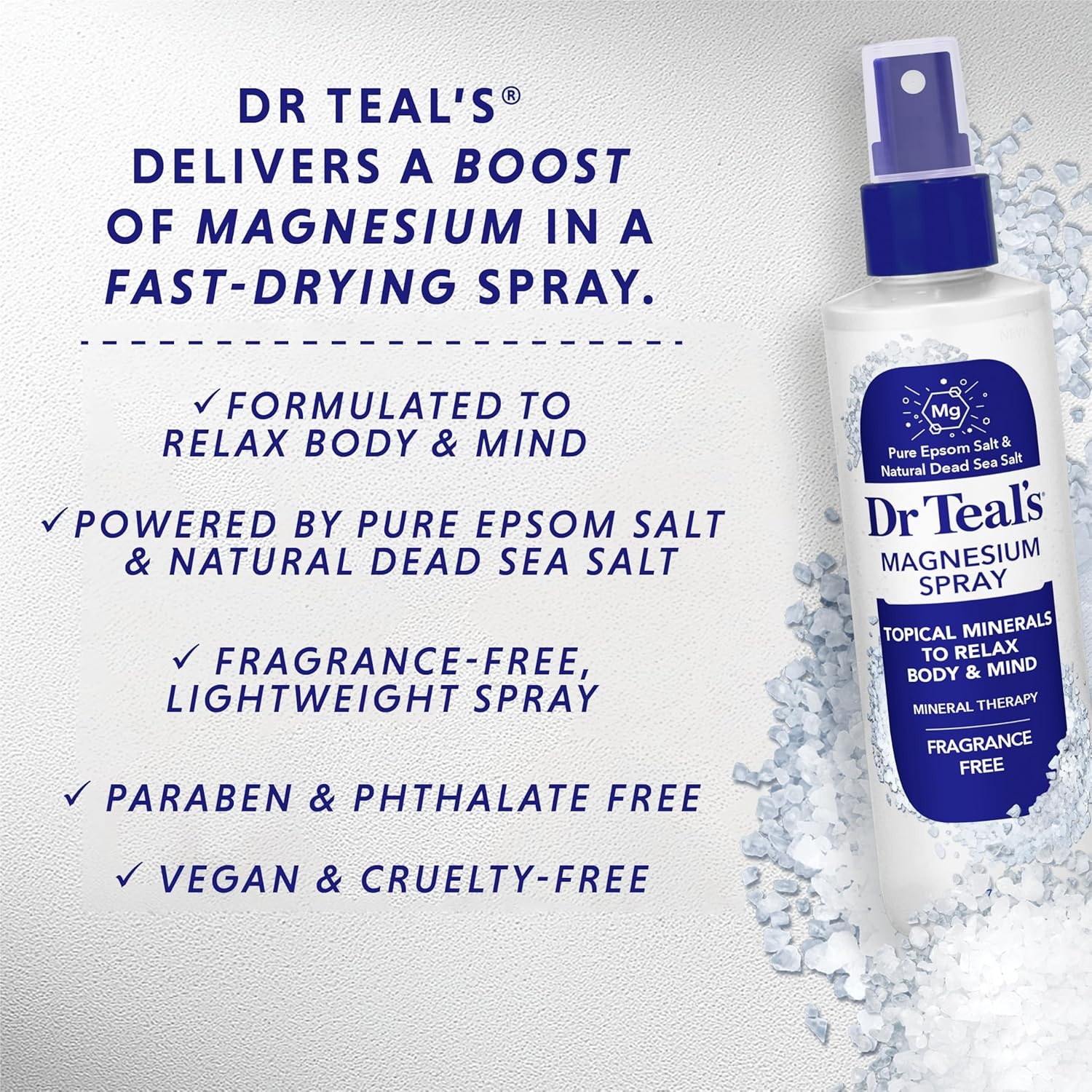 image:imageDr Teals Topical Magnesium Spray with Natural Dead Sea Salt Fragrance Free 8 fl oz Pack of 2